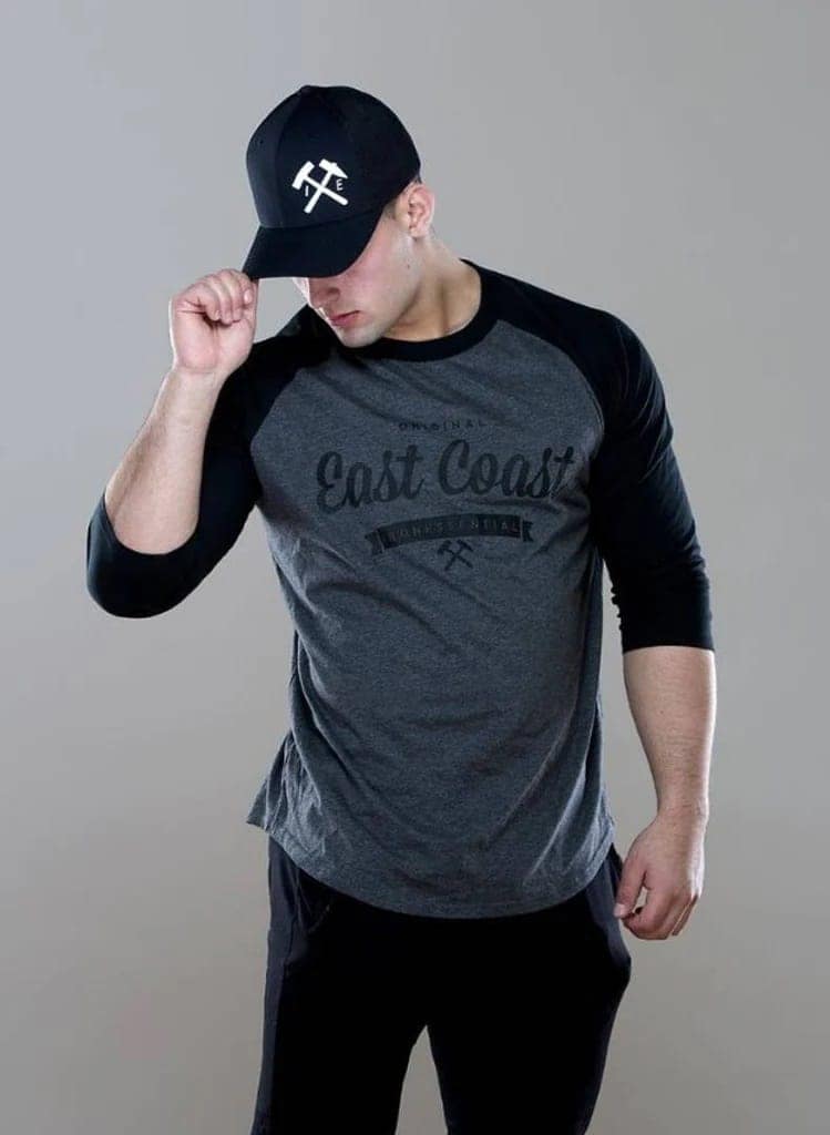 Hot Button Reglan Full Sleeve Grey and Black Round Neck T-Shirt for Men view 2