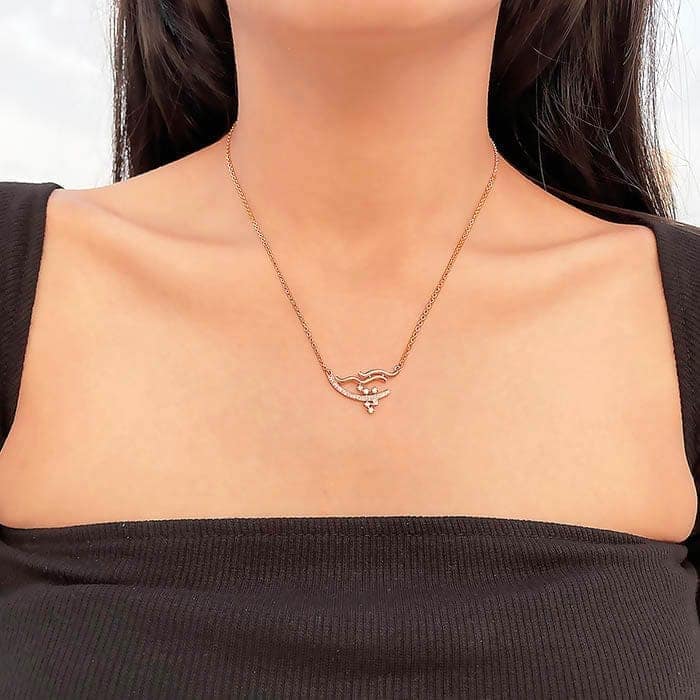 Rose Gold Abstract Necklace view 2