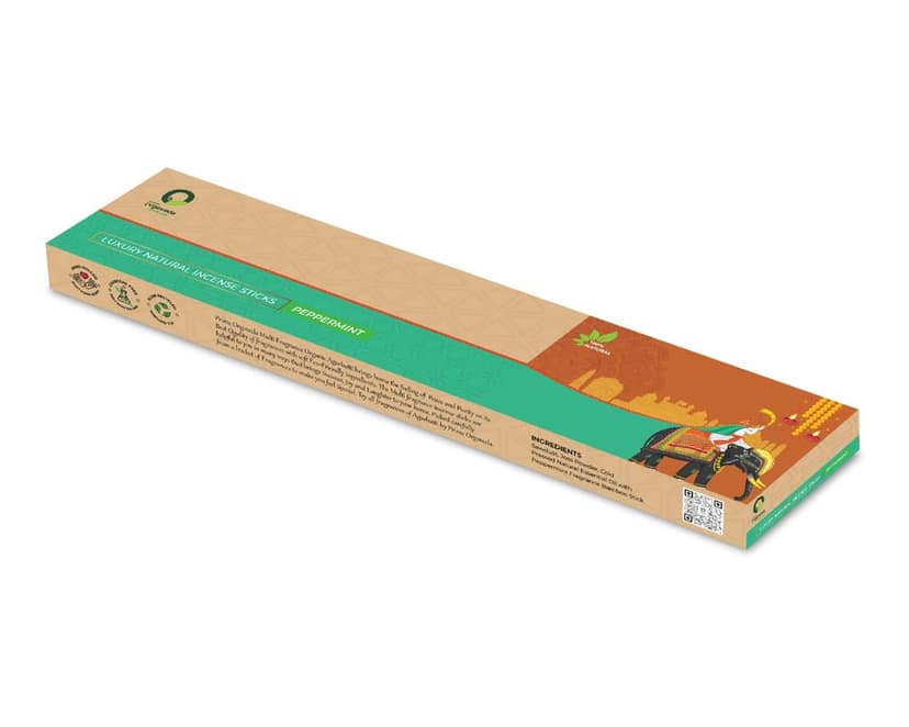 Prime Orgoveda Peppermint Incense Sticks | 100% Natural Organic Handmade - (Pack of 50 Sticks) view 2