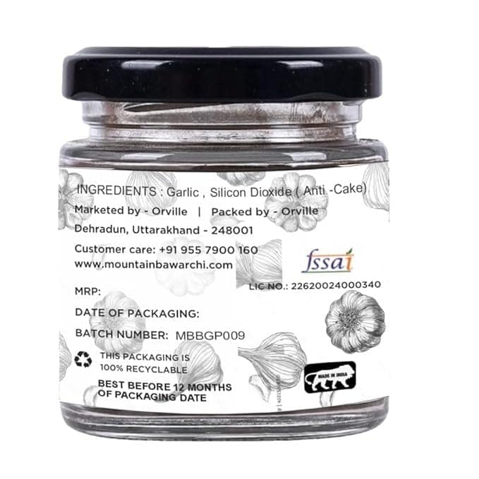 Mountain Bawarchi Black Garlic Powder | No Preservatives are Added | Natural & Pure Garlic Powder Dry |100g Each, Set of 4 view 2