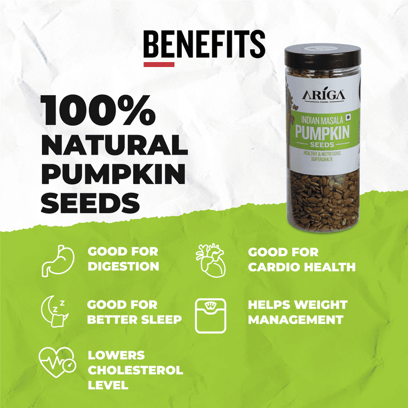 Ariga Foods Indian Masala Pumpkin Seeds Premium Healthy & Nutritious Pumpkin Seeds 1kg (2 x 500gm) view 2