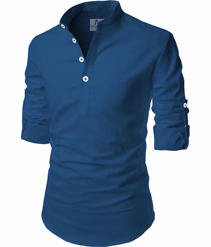 Apektra Dark Indigo Cotton Blend Men's Regular Kurta ( Pack of 2 ) view 2