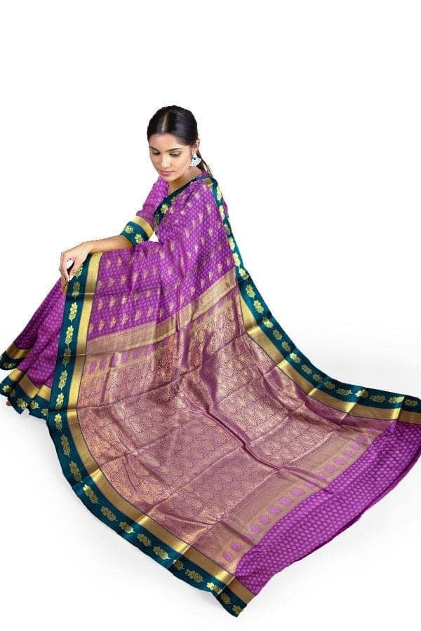 Pink Silk Blend Kanjivaram Saree view 2