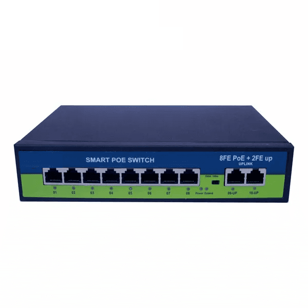 Poe Ai (8Fe+2Fe) Over Ethernet Switch , 802.3Af/At Poe+100Mbps, 120W Built-In Power, Extend To 250Meter