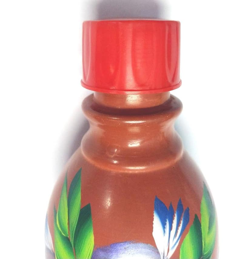 KSI Self cooling water bottle | Earthenware Bottle | Clay Bottle 1.4 Litres with jute bag view 2