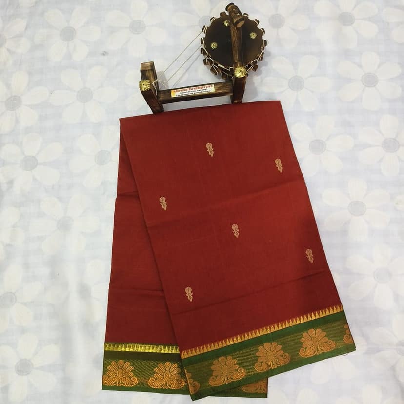Cotton Saree without Blouse -FlowerBorder view 2