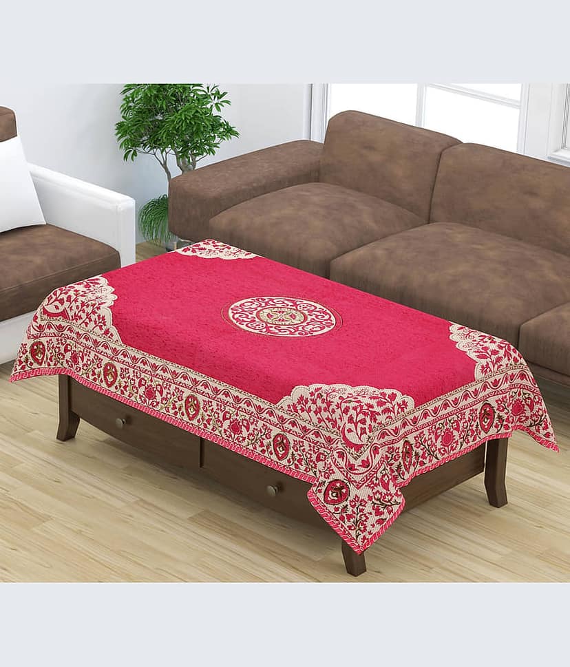 FURNISHING HUT Self Design Chenille 6 Seater Rectangle Table Cover ( 137 x 90 ) cm Pack of 1 Purple