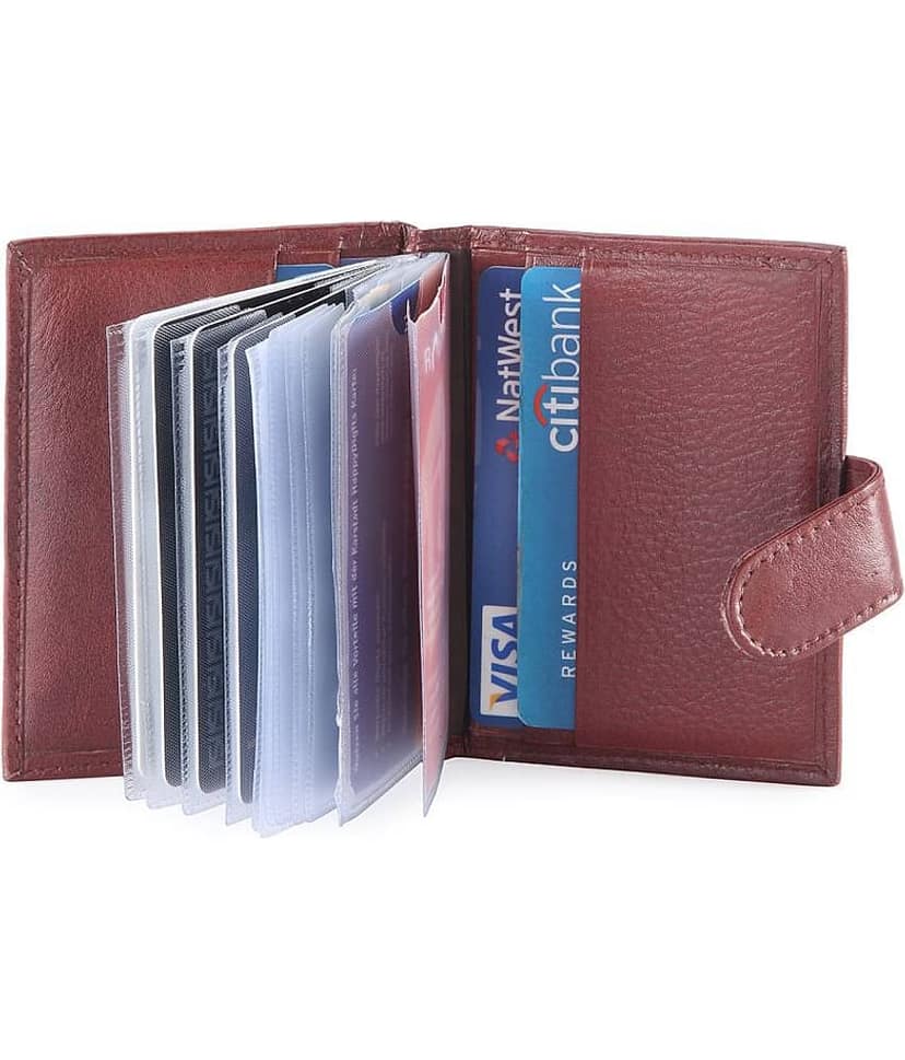 Brown Button Card Holder