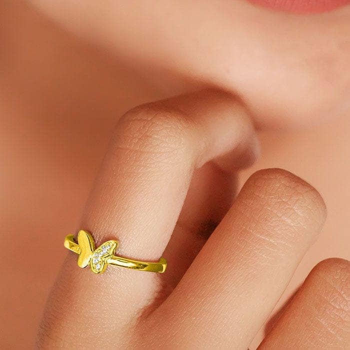 18K Gold Plated Flutter Wings Ring view 2