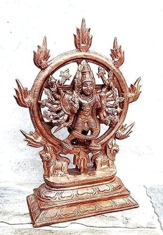 Searchers Paradise - Copper Idols Chakrathalwar ,6.8 inches, Copper Handmade 1300 Grams, Patina Antique Finish, Pack of 1 Piece