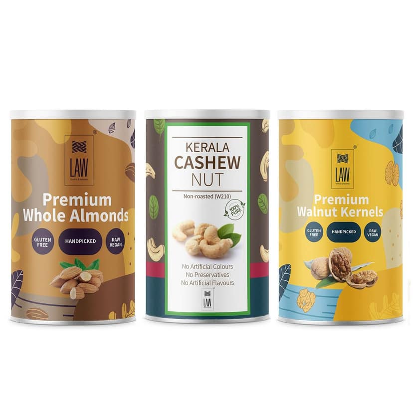 Gift Combo Pack of Premium Quality Dry Fruits – Cashews, Premium Quality Almonds(Mamra) and Walnuts Kernals – (250 gm Each) view 2