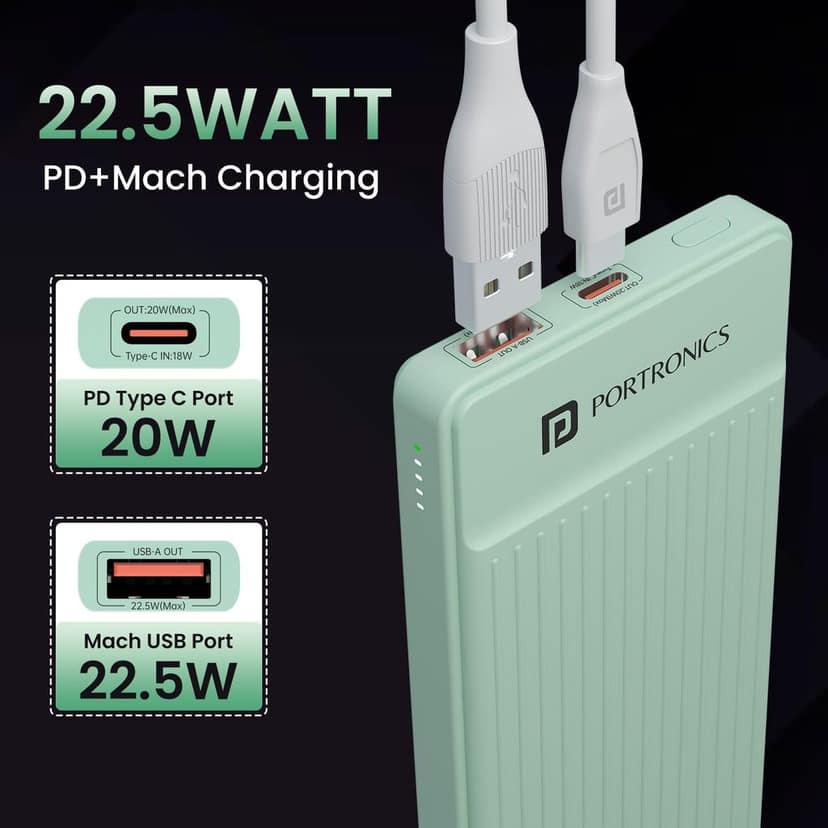 Portronics Luxcell B 10K 10000 mAh power bank view 2