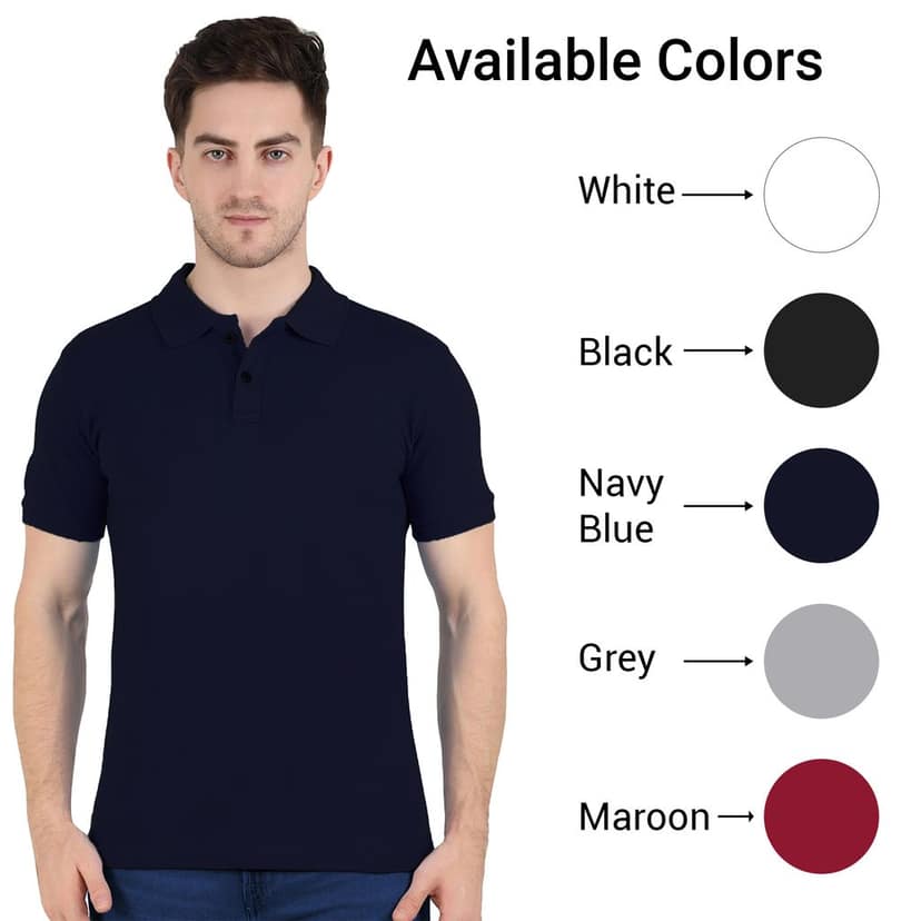 T-Shirt for Men Collar Cotton T-shirts Regular Fit Polo T Shirt for Men Half Sleeve Plain Solid Color T Shirt for Men