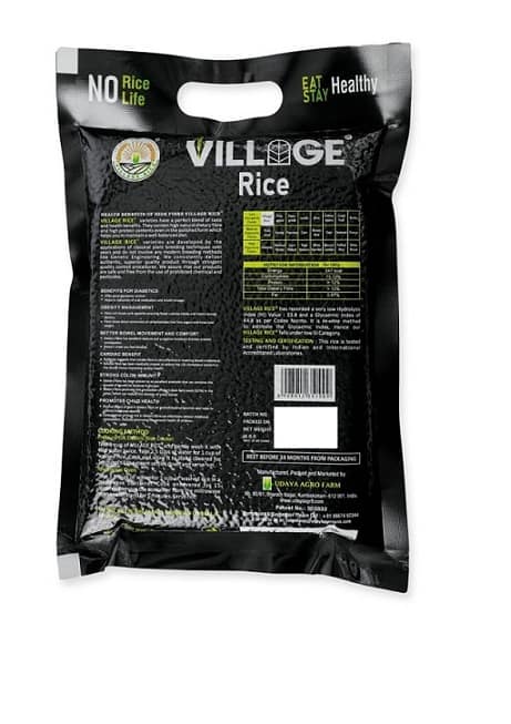 Village Rice - 1 Kg, Low Glycemic Rice, High Fiber, High Protein Rice, Low Gi (44.8), Naturally Grown Healthy Rice (Pack Of 3) view 2