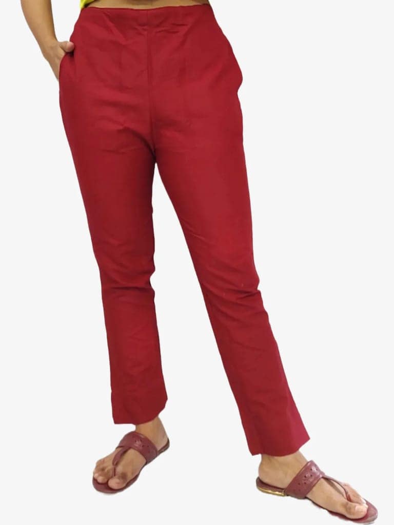 Women's Solid Cotton Trousers view 2