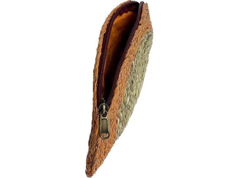 Beautiful Green with Gold sparks artisan Henequen clutch purse view 2