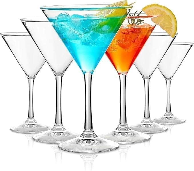 Martini Glasses Martini Cocktail Glasses with Stem, Reusable Cocktail Glasses for Bar, Margarita, Whiskey, Gin, Tequila, BPA-Free, Dishwasher-Safe, Clear (160 ML)