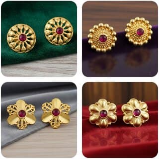 Vivastri Premium Gold Plated Alloy Stud Earrings Combo for Women & Girls Pack of 4