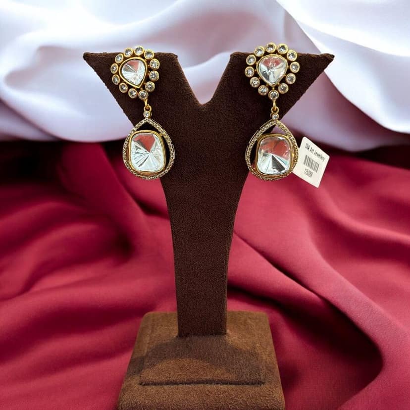 Polki Drop Earrings By Dia Art Jewels view 2