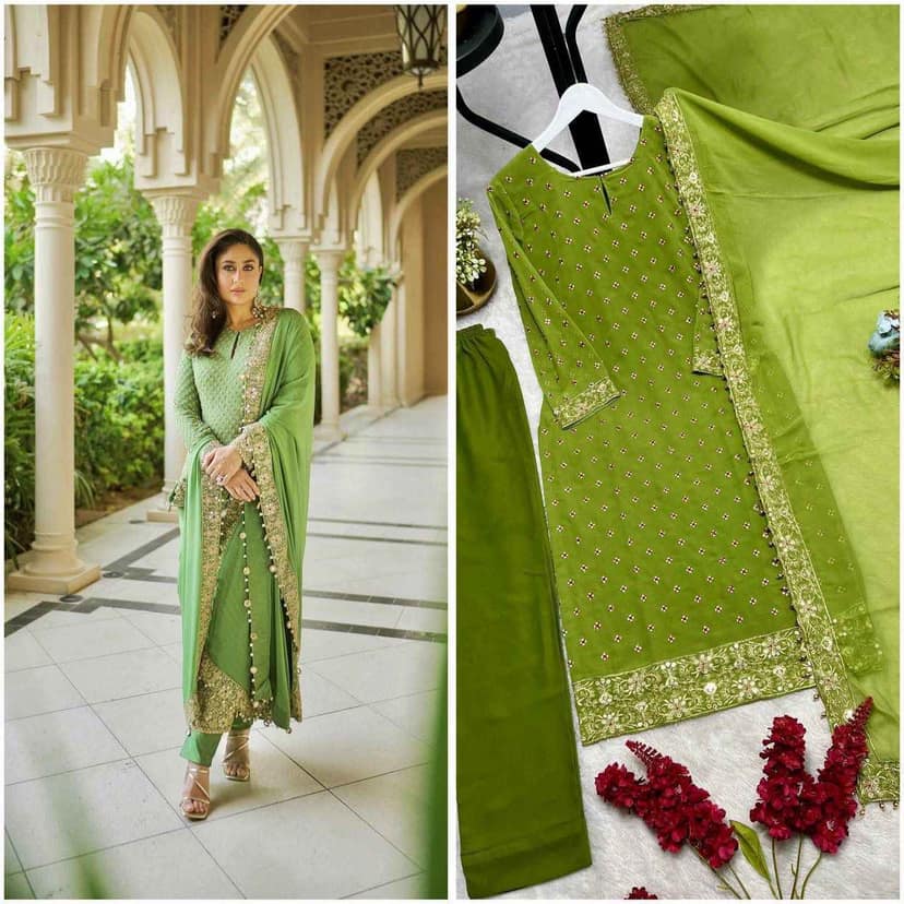 Faux Georgette Sequence Kurti Set view 2