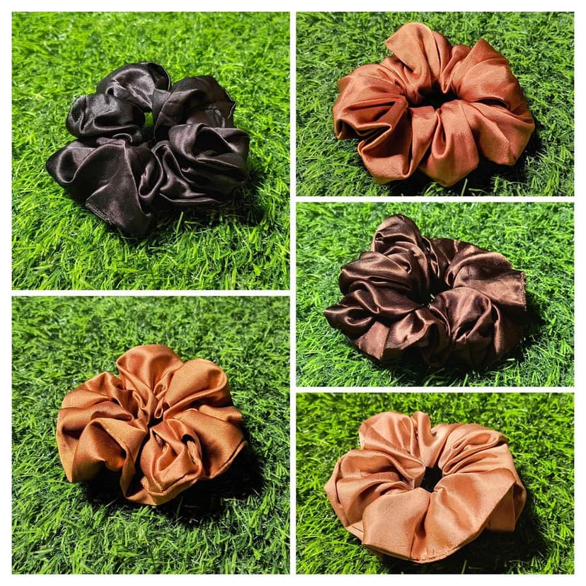 Luxury Satin Hair Scrunchies for Women, Hair Ties/Hair Band/Rubber Band (Pack of 5) view 2