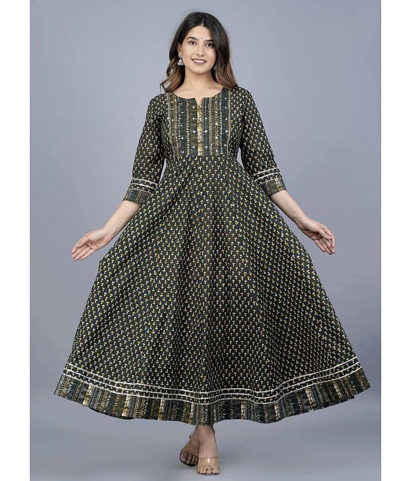 Mishree Collection - Blue Cotton Women's Anarkali Kurti ( Pack of 1 )