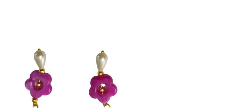 Floral Drop Earrings with Pearl Accents view 2