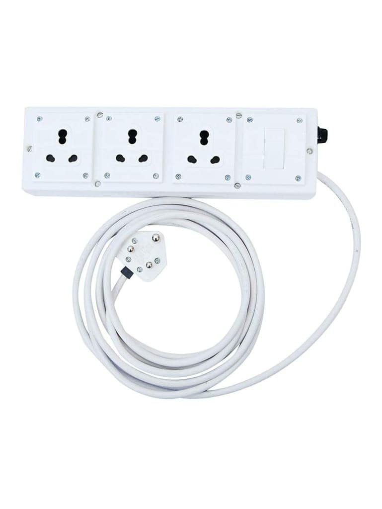 INDRICO? 3 Socket, 1 Switch 15/16 AMP 1.5mm 3 core Copper Wire Extension Board (White)