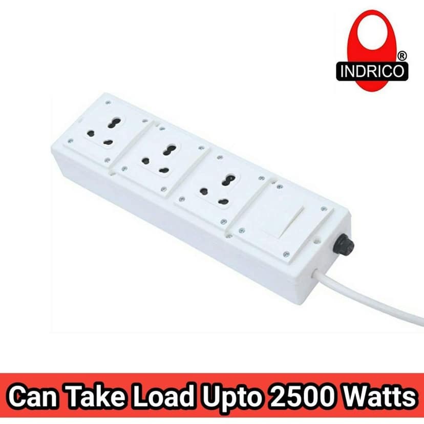 INDRICO? 3 Socket, 1 Switch 15/16 AMP 1.5mm 3 core Copper Wire Extension Board (White) view 2
