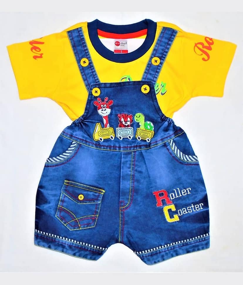Wise Guys Pack of 1 Baby Boys Denim Dungaree Sets ( Yellow )