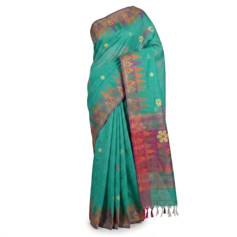Sage Green Sambalpuri Saree view 2