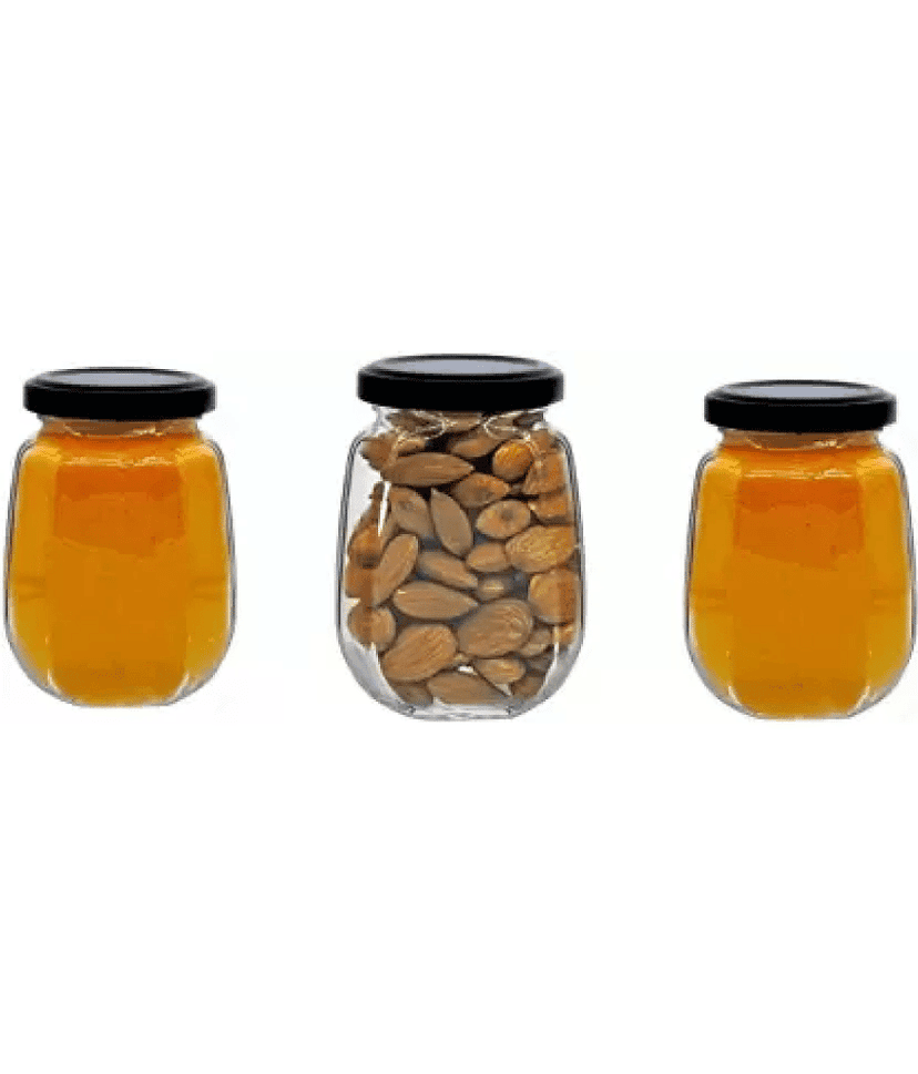 CROCO JAR - Black Glass Food Container ( Pack of 3 ) view 2