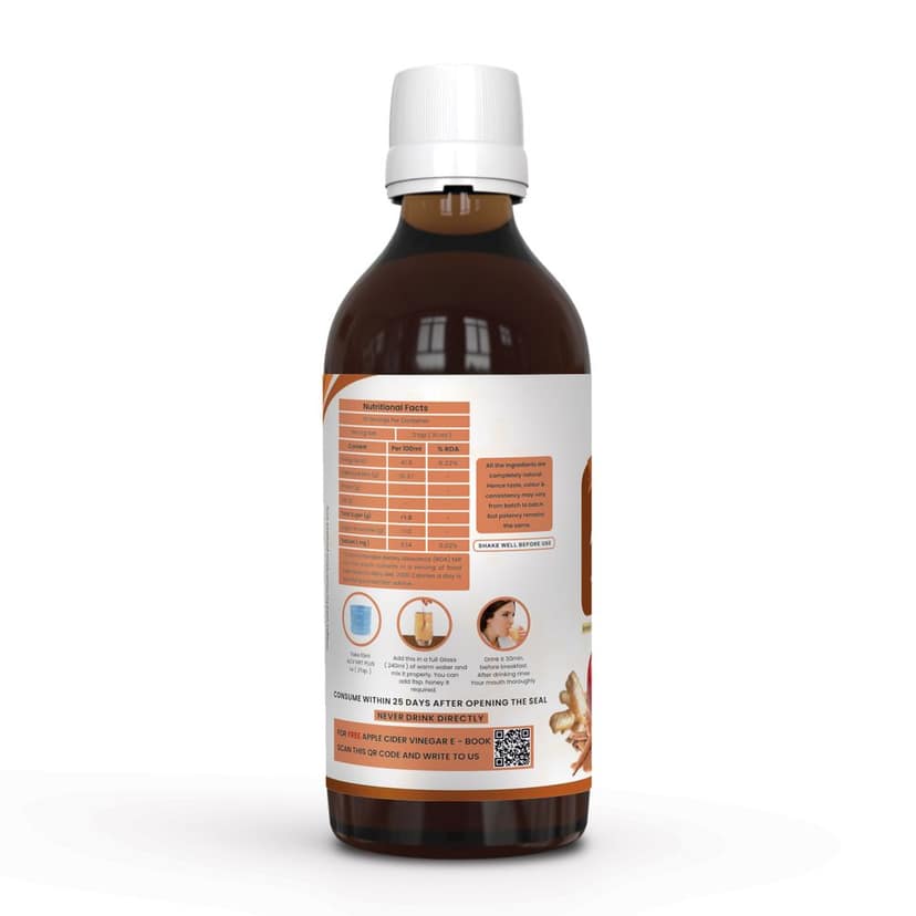 Dr. Patkar's Apple Cider Vinegar with Ginger, Garlic, Lemon & Arjuna (ACV HRT PLUS) + Formula Morning Detox Tonic Heart, Immunity & Digestion Support 200 ML (Pack of 1) view 2