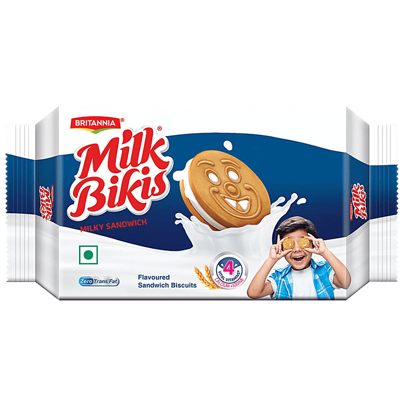 Britannia Milk Bikis Milk Cream Biscuits, 200 g