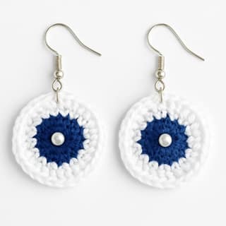 Handmade Crochet Earrings with Pearl Accent
