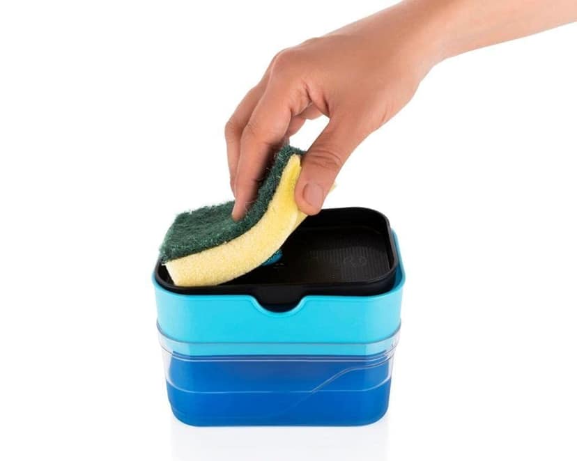 HAPPI 2 in 1 Soap Pump Dispenser Plastic for Kitchen Sink Dish Washing Dishwasher Liquid Soap Dispenser, Holder with Free Sponge(Color May Vary) view 2