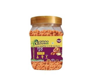 Amno Pure Natural Sugar Cane Jaggery 10G Cube with Ginger | Cholestrol free, Fat free, Full of Nutrients & 100% Natural - 500G Pet Jar