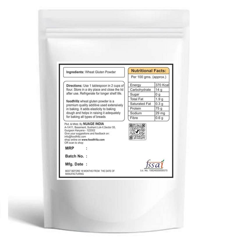 foodfrillz Vital Wheat Gluten Powder, Baking Essential High Protein and Gluten Flour 400 g (Single Pack) view 2