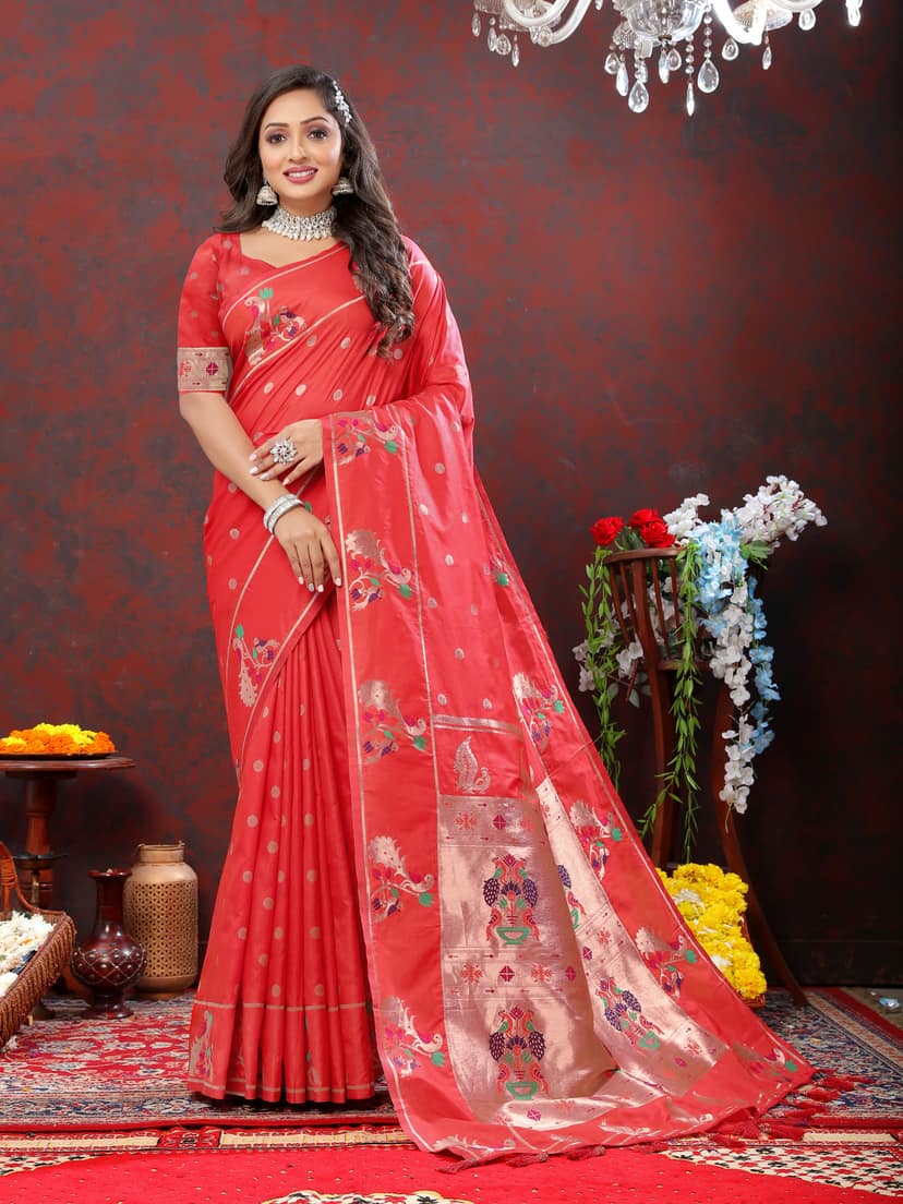 Soft Pethani silk saree with Copper zari weawi... view 2