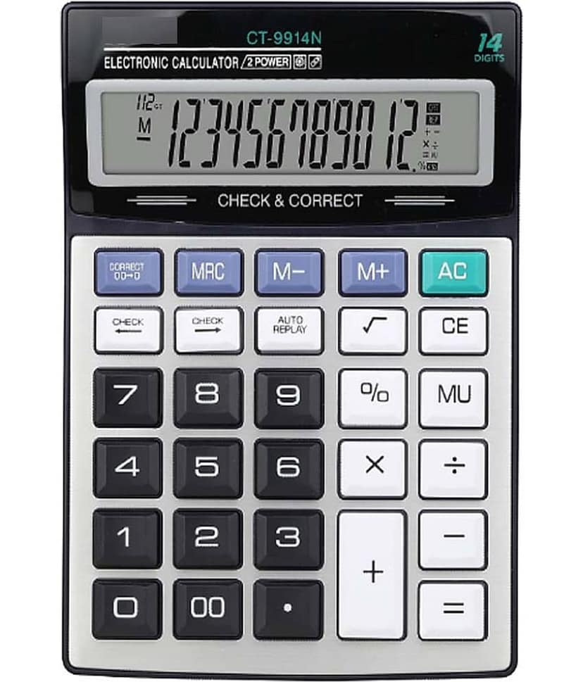 CT-9914N 14 Digit Display -Big Size -2 Power Battery AA Financial Calculator view 2