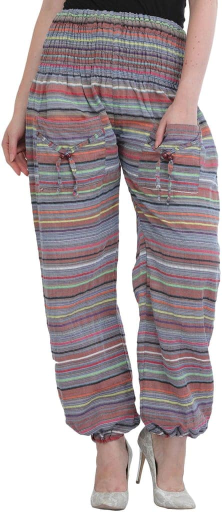 Multicolor Woven Yoga Trousers with Front Pockets view 2