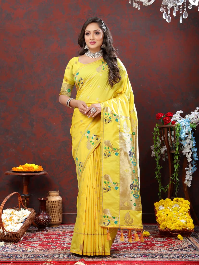 Soft Pethani silk saree with Gold zari weawing...