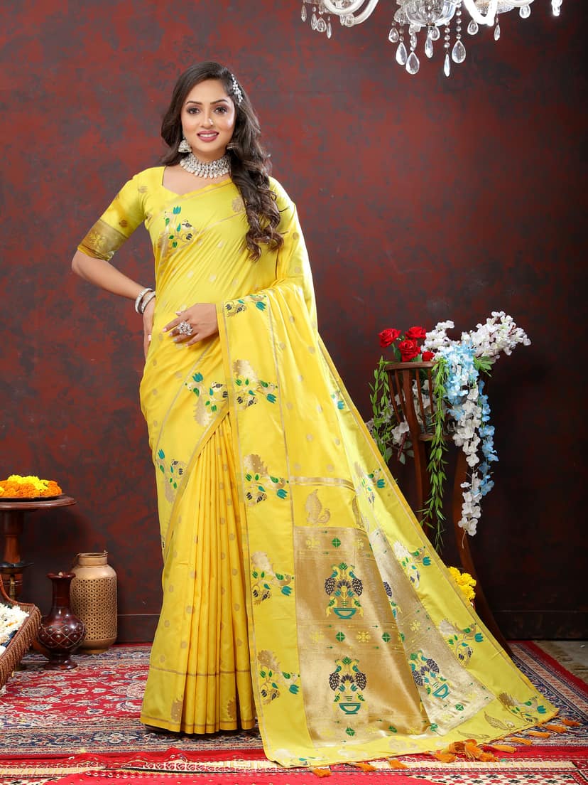 Soft Pethani silk saree with Gold zari weawing... view 2