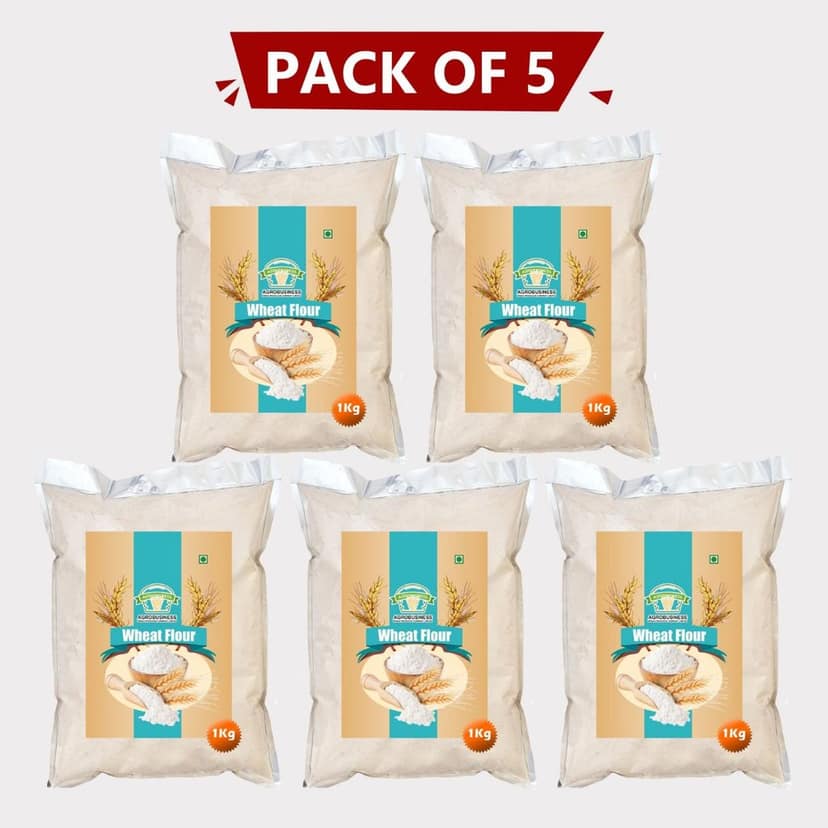 Wheat Flour – Pack of 5 (1 kg × 5) by Agrobusiness Krishi Producer – Pure Wheat Flour | Pure Gehu Atta from Farmers | Whole Grain Wheat Flour. (pack of 2)