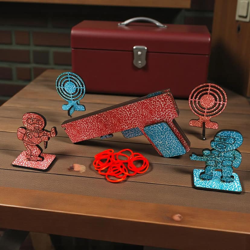 Rubber Band Gun DIY Playset with Targets | Safe Shooting Game for Kids | Build, Assemble & Play Wooden Toy Set for Fun Skill-Based Play view 2