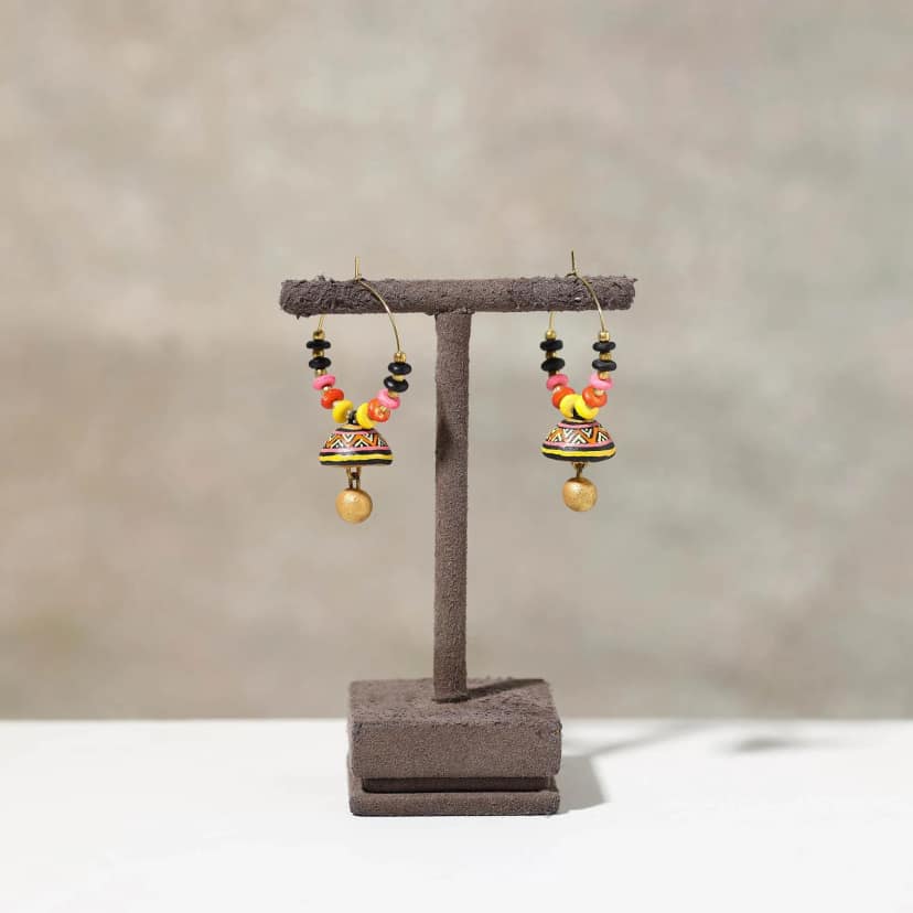 Multicolor - Handpainted Terracotta Miniature Earrings 12 view 2