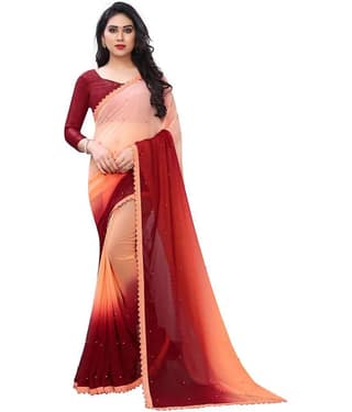 PRIHAL ART Georgette Solid Saree With Unstitched Blouse Piece ( Grey )