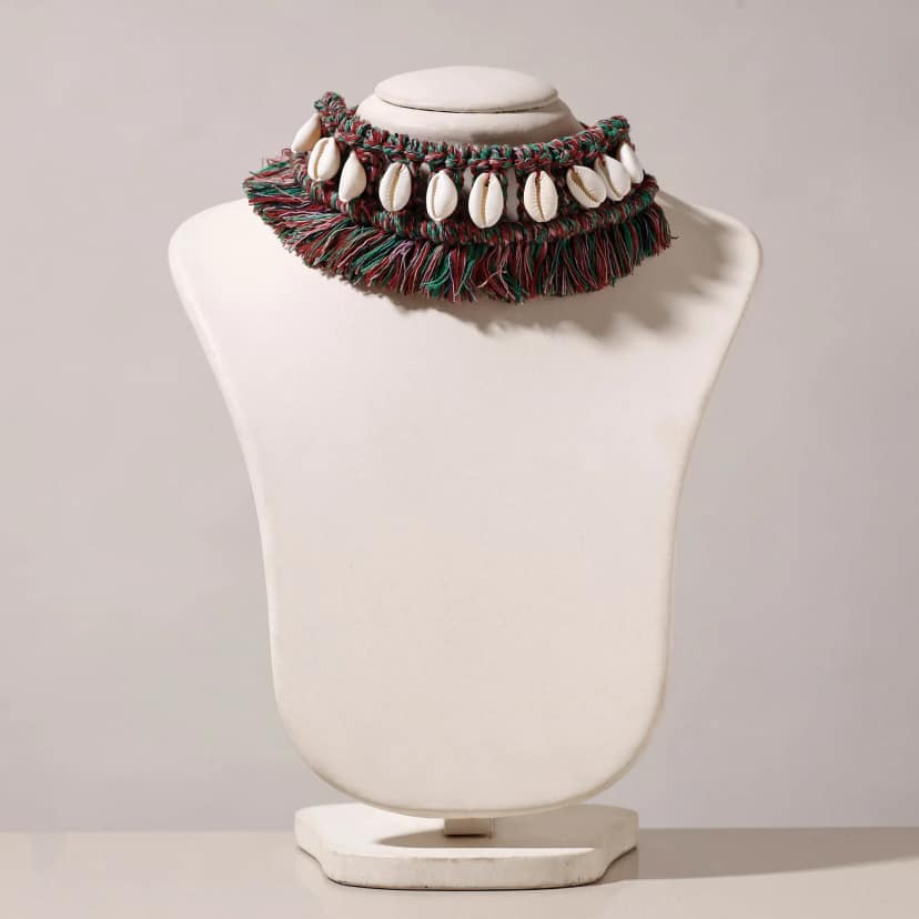 Multicolor Thread & Seashell Macrame Choker