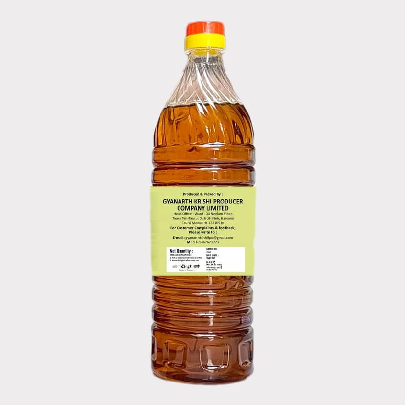 kachi Ghani Mustard Oil 3 ltr (3 x 1 Litre) by Gyanarth Krishi Producer Company Limited – Pure, Cold-Pressed & Farm-Fresh. view 2