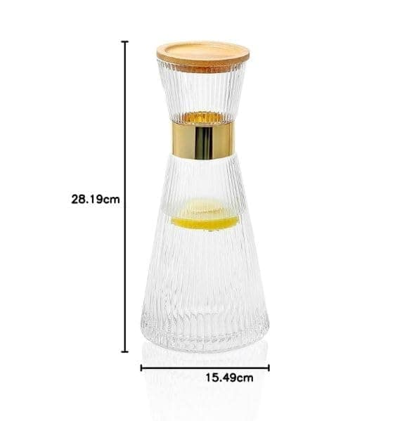 Lining Glass Water jug | 1.5 Littre | Water/Juice Pitcher Carafe with Handle and Lid | Perfect for Drinking Beverages, Serving Kitchen and Dining/Tableware-Milk, Juice, Water view 2